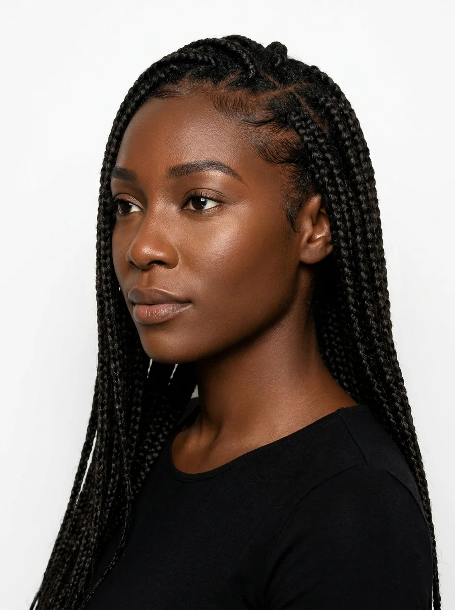 Una modelo con cabello afro abundante, fotografiada para Goals
