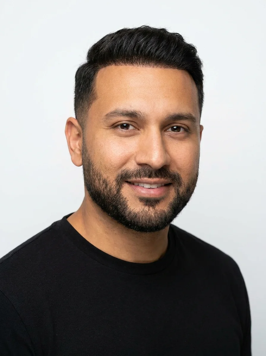 A model with a full head of hair, photographed for Goals