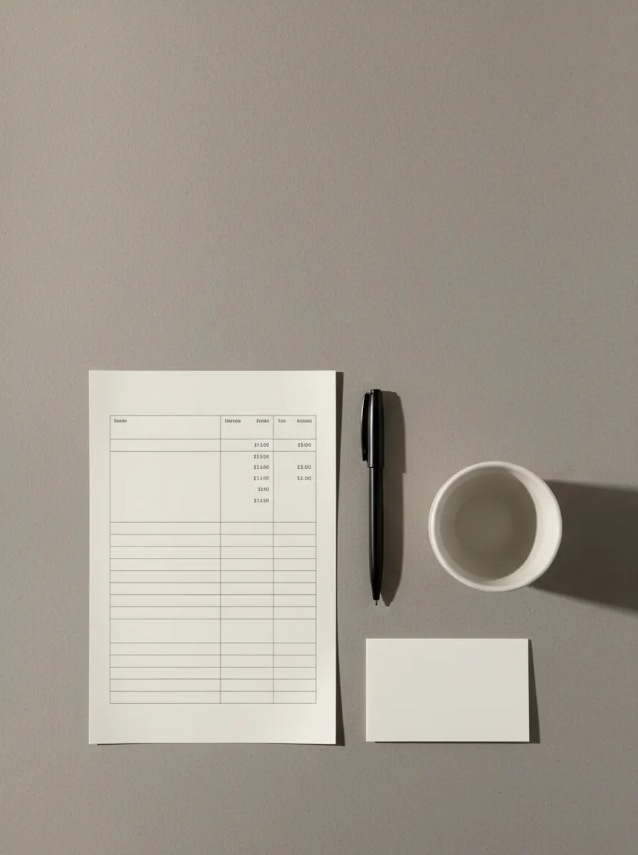 A printed price sheet