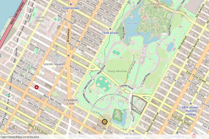 Map showing the Goals clinic at 116 Central Park S, New York